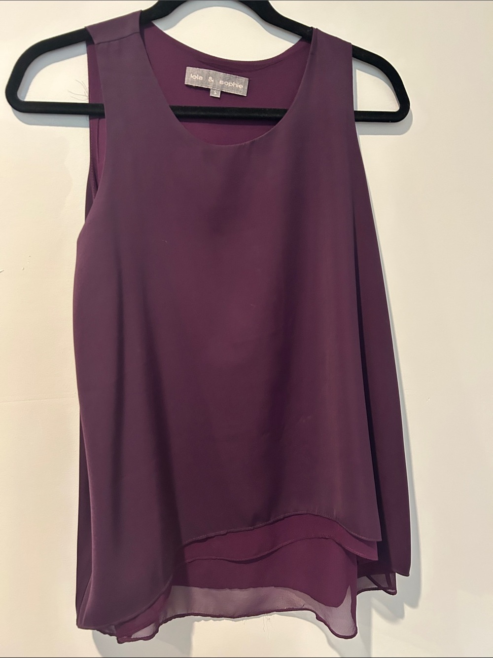Lola & Sophie Layered Sleeveless Shell Top - Plum
